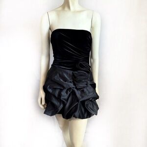 Jessica McClintock Vintage Mini Black Ruffled Dress Size 4